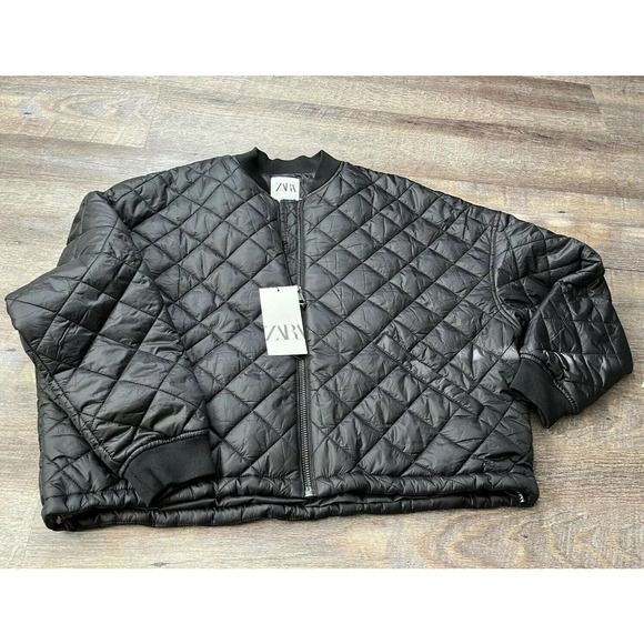 Zara Jackets & Blazers - Zara Womens Quilted Puffer Cropped Coat Black Medium NWT J8